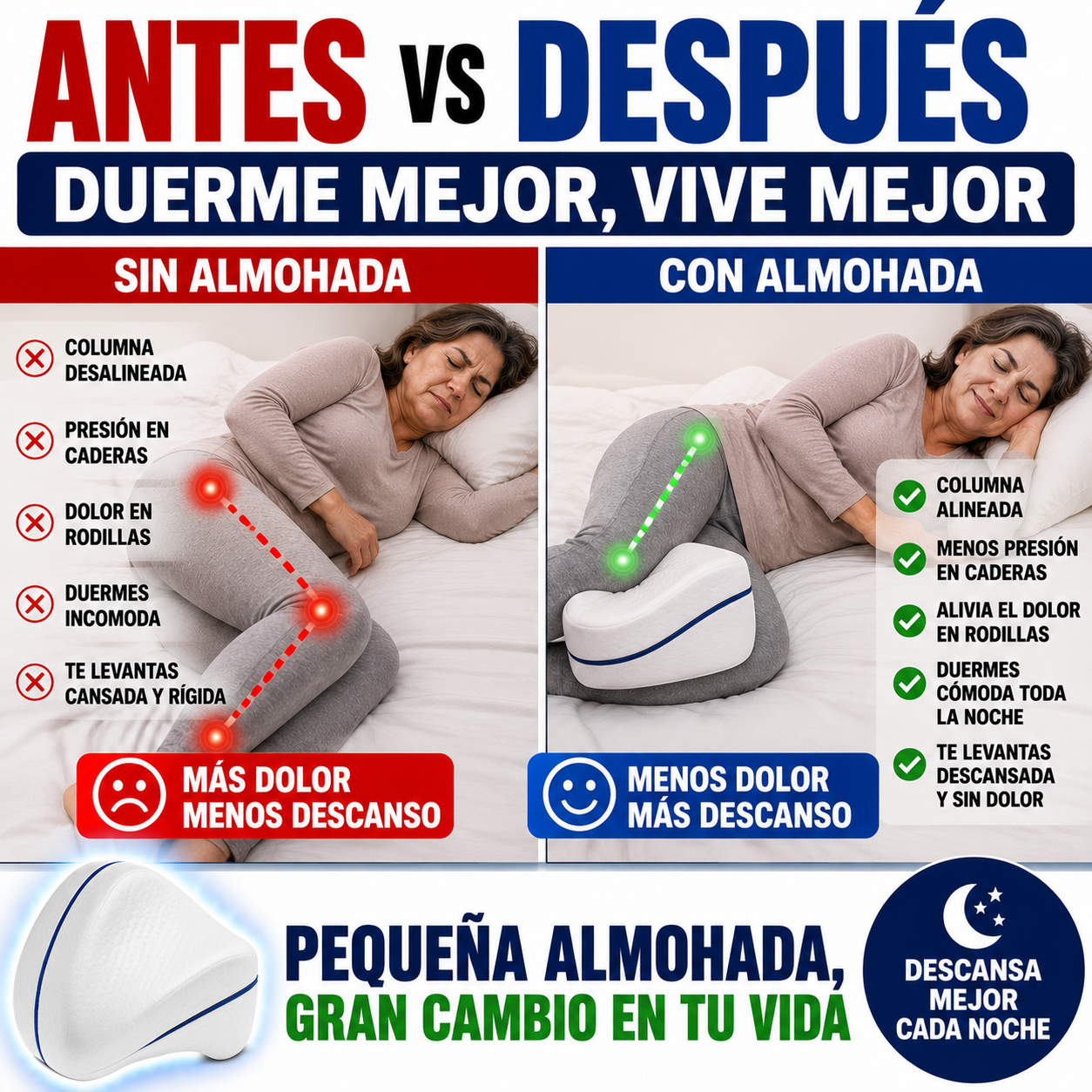 Almohada Ortopédica para Alinear Cadera y Columna