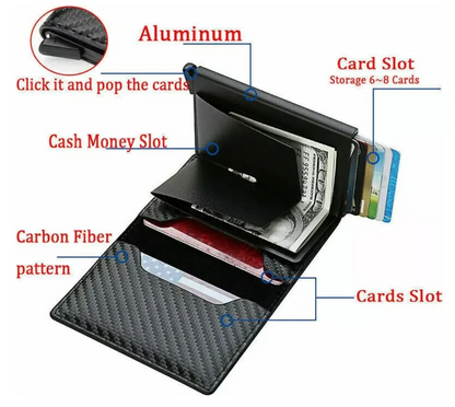 Cartera de Aluminio y Fibra de Carbono Antirrobo