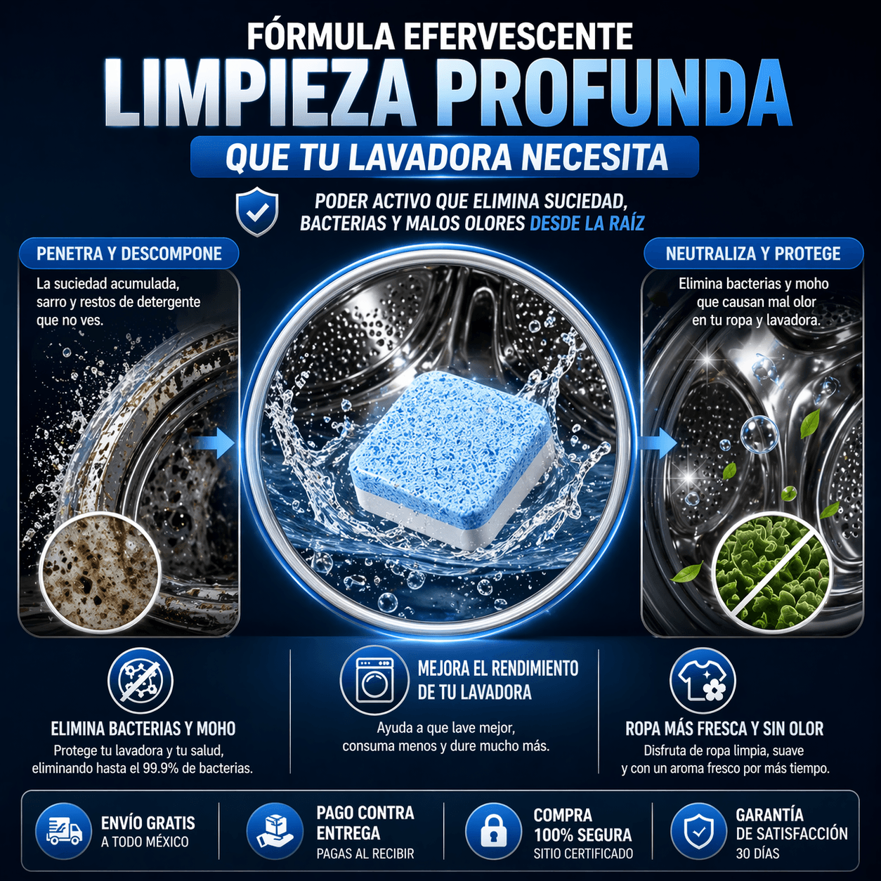 Pastillas Efervescentes de Limpieza Profunda 12 Pacs