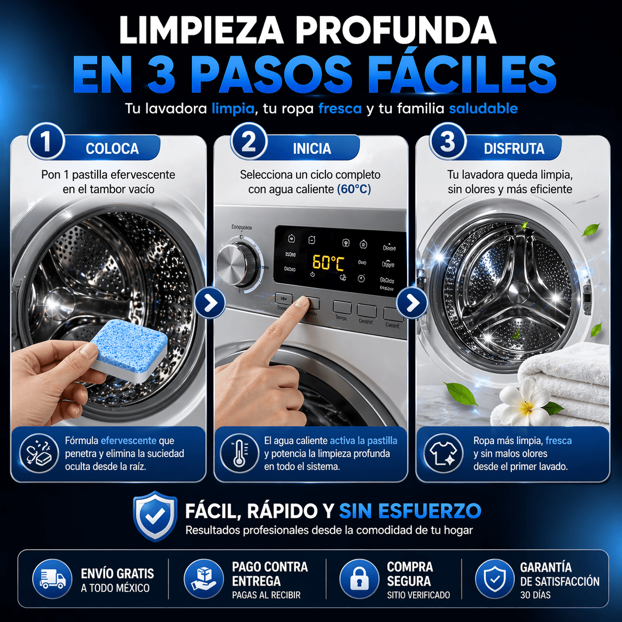 Pastillas Efervescentes de Limpieza Profunda 12 Pacs