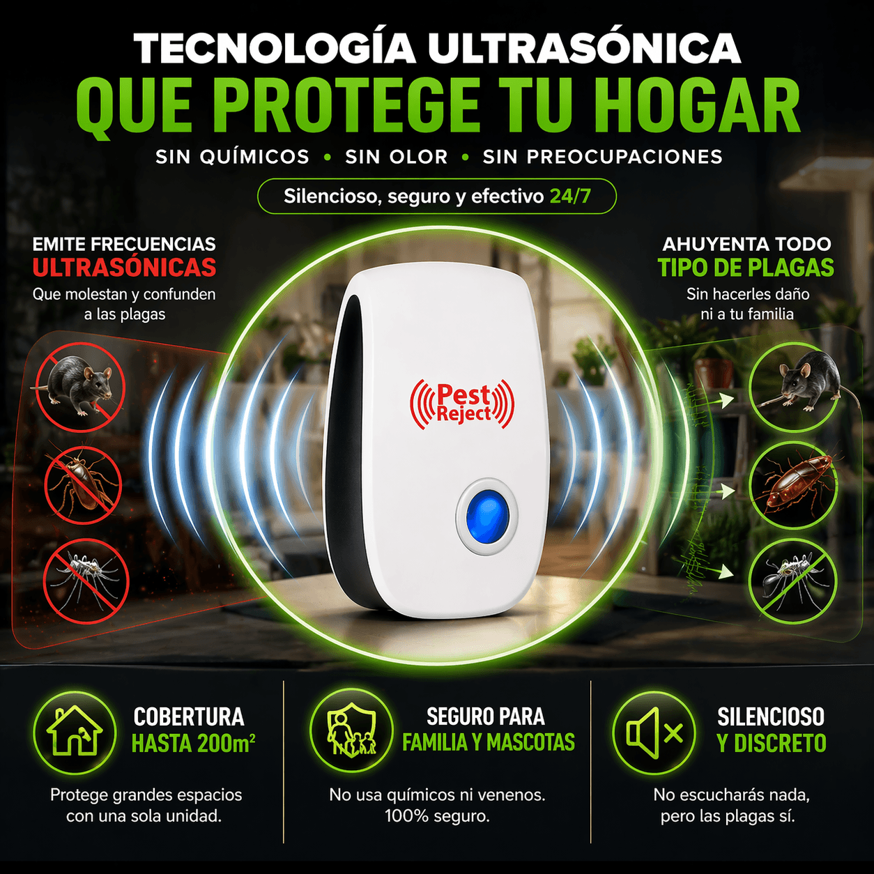 ZeroPlagas Pro™ Repelente Ultrasónico De Plagas