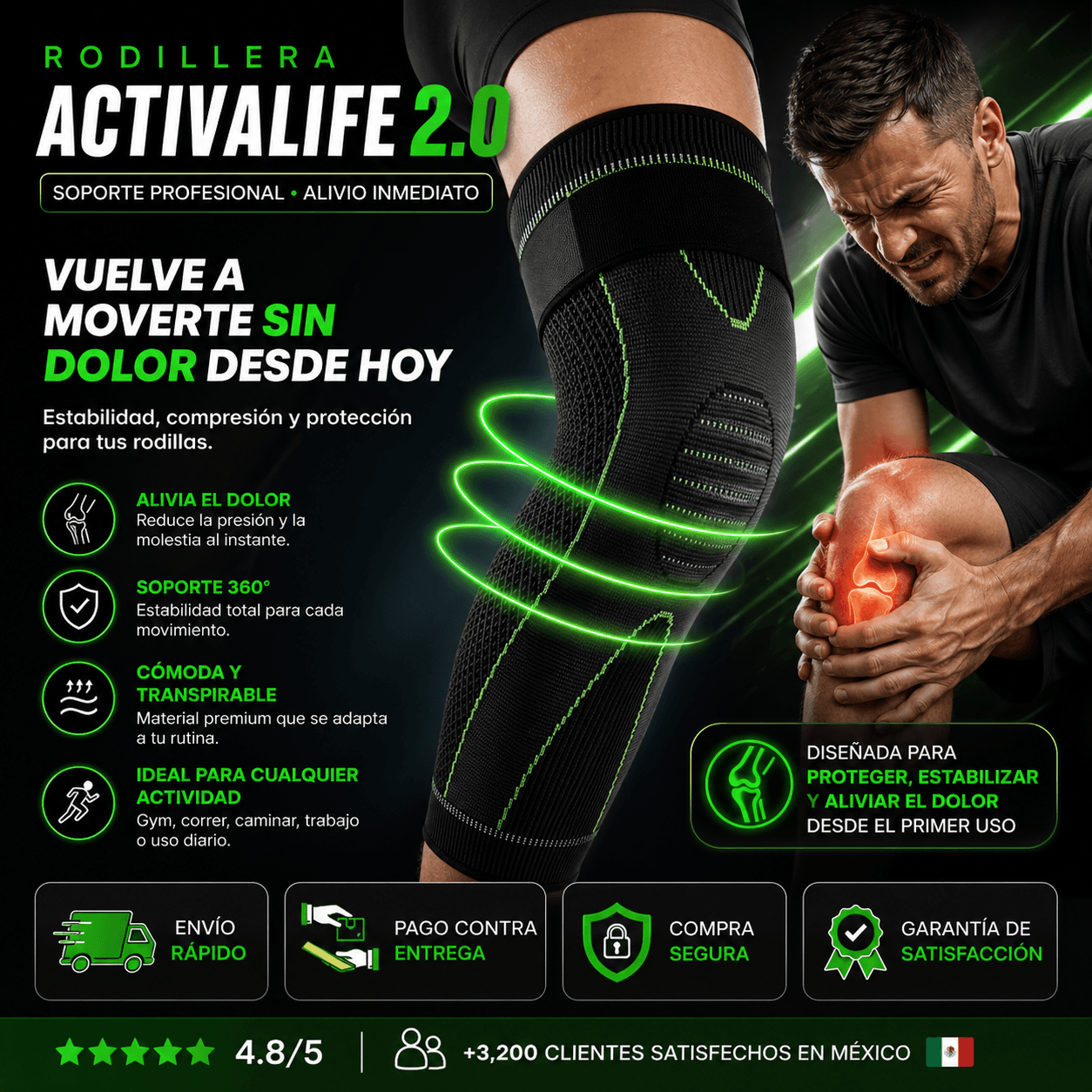 ActivaLife Pro™ Alivio Inmediato del Dolor de Rodilla 360°