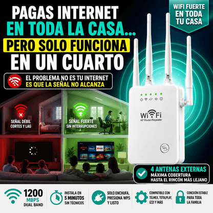 Repetidor WiFi Dual Band de 4 Antenas