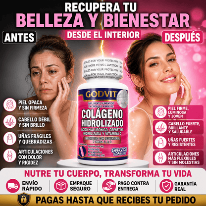 Colágeno Hidrolizado Multi-Tipo GODVITA - 60 Capsulas