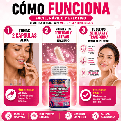 Colágeno Hidrolizado Multi-Tipo GODVITA - 60 Capsulas