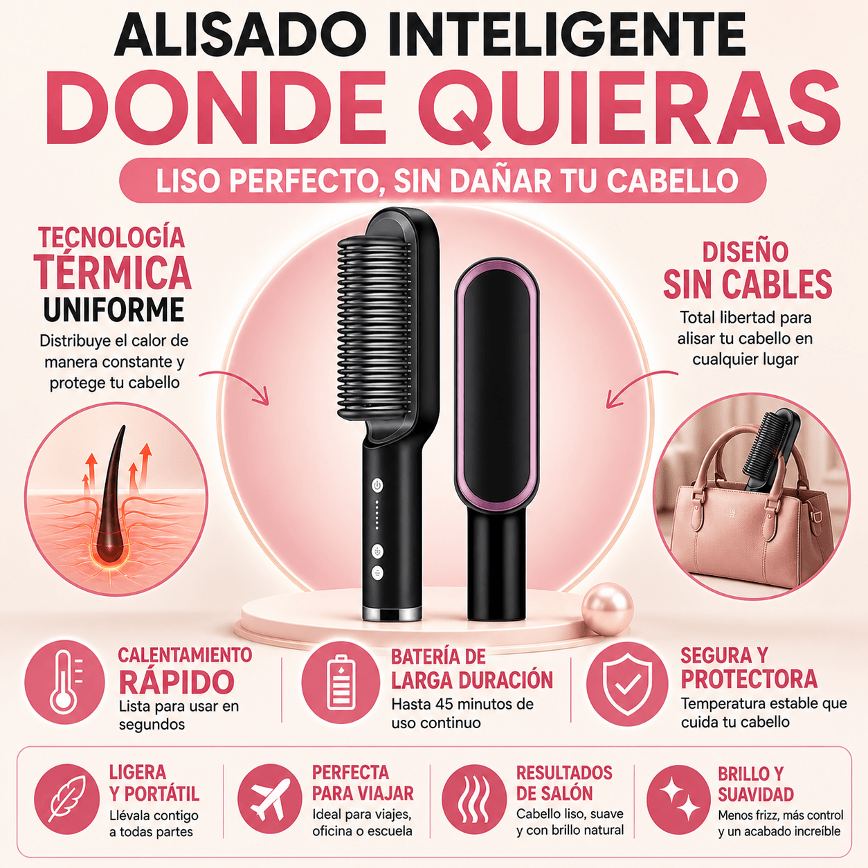 LisseGo™ Cepillo Alisador 3 en 1