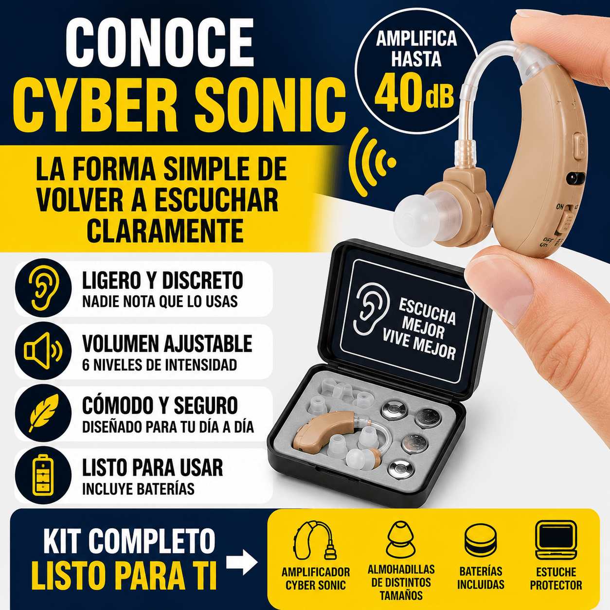 Cyber Sonic™ Dispositivo Auditivo Para La Sordera