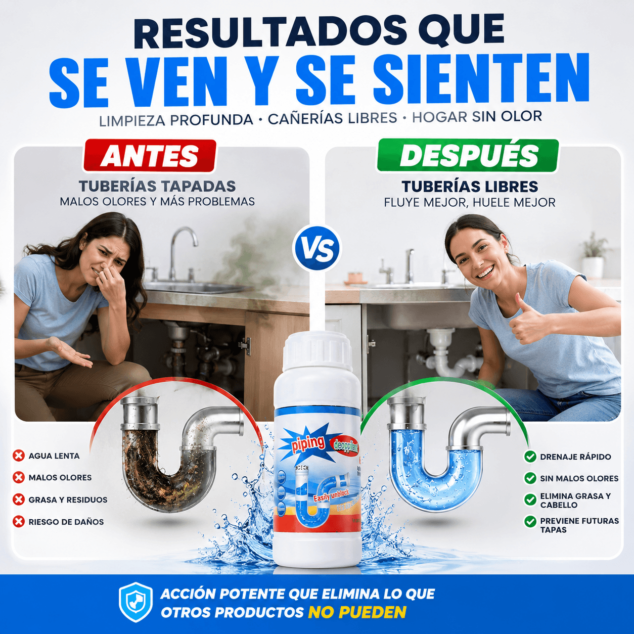 Turbo Drain™ Destapa Tuberías lleva 2 + 1 GRATIS