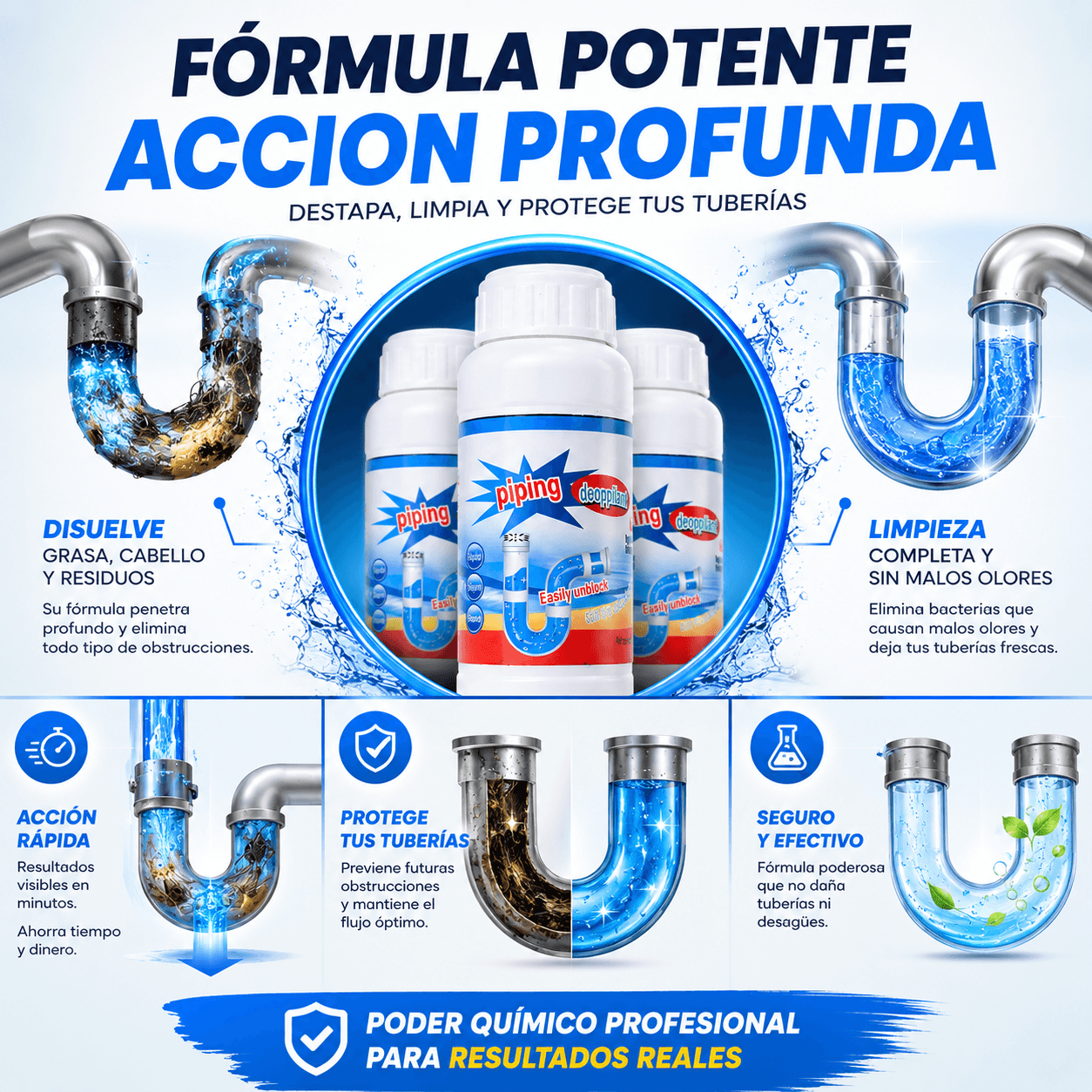 Turbo Drain™ Destapa Tuberías lleva 2 + 1 GRATIS