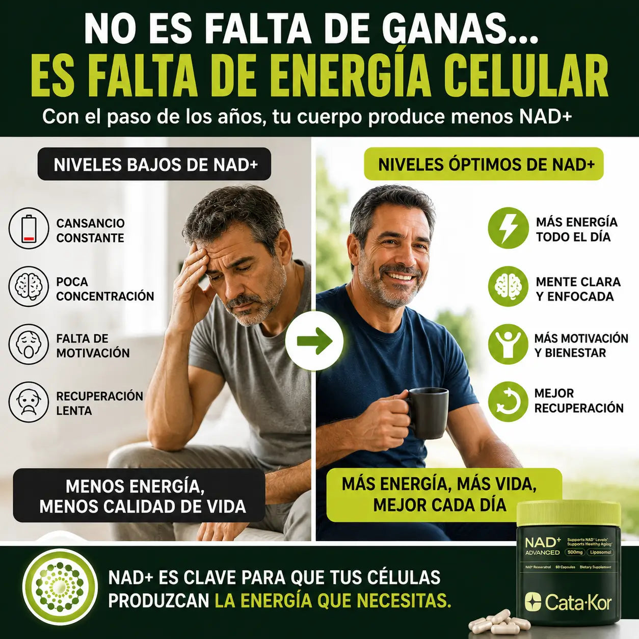 NAD + Cata-Kor  Liposomal con Resveratrol