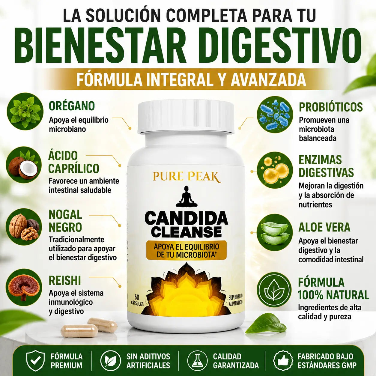 Suplemento Alimenticio Candida Cleanse – 60 Cápsulas