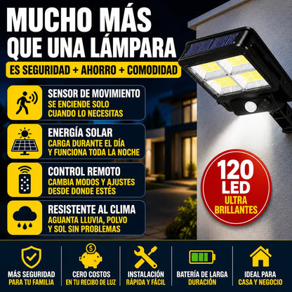 Lámpara Solar LED con Sensor de Movimiento y Control Remoto