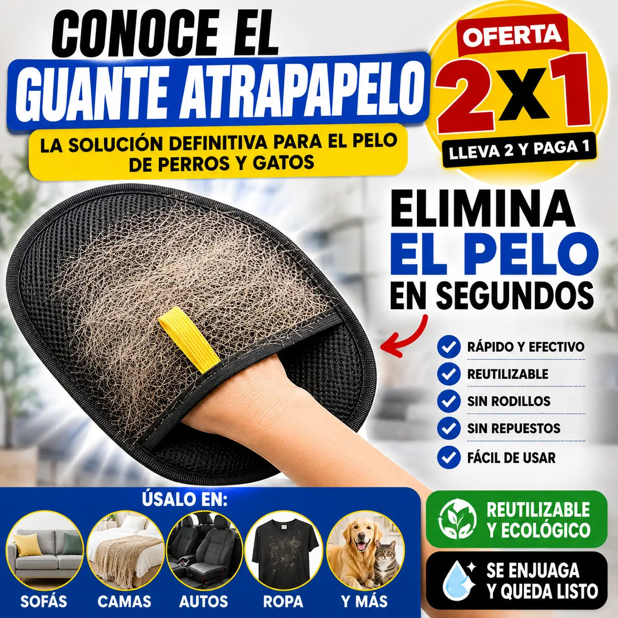 Guante Removedor de Pelo para Mascotas