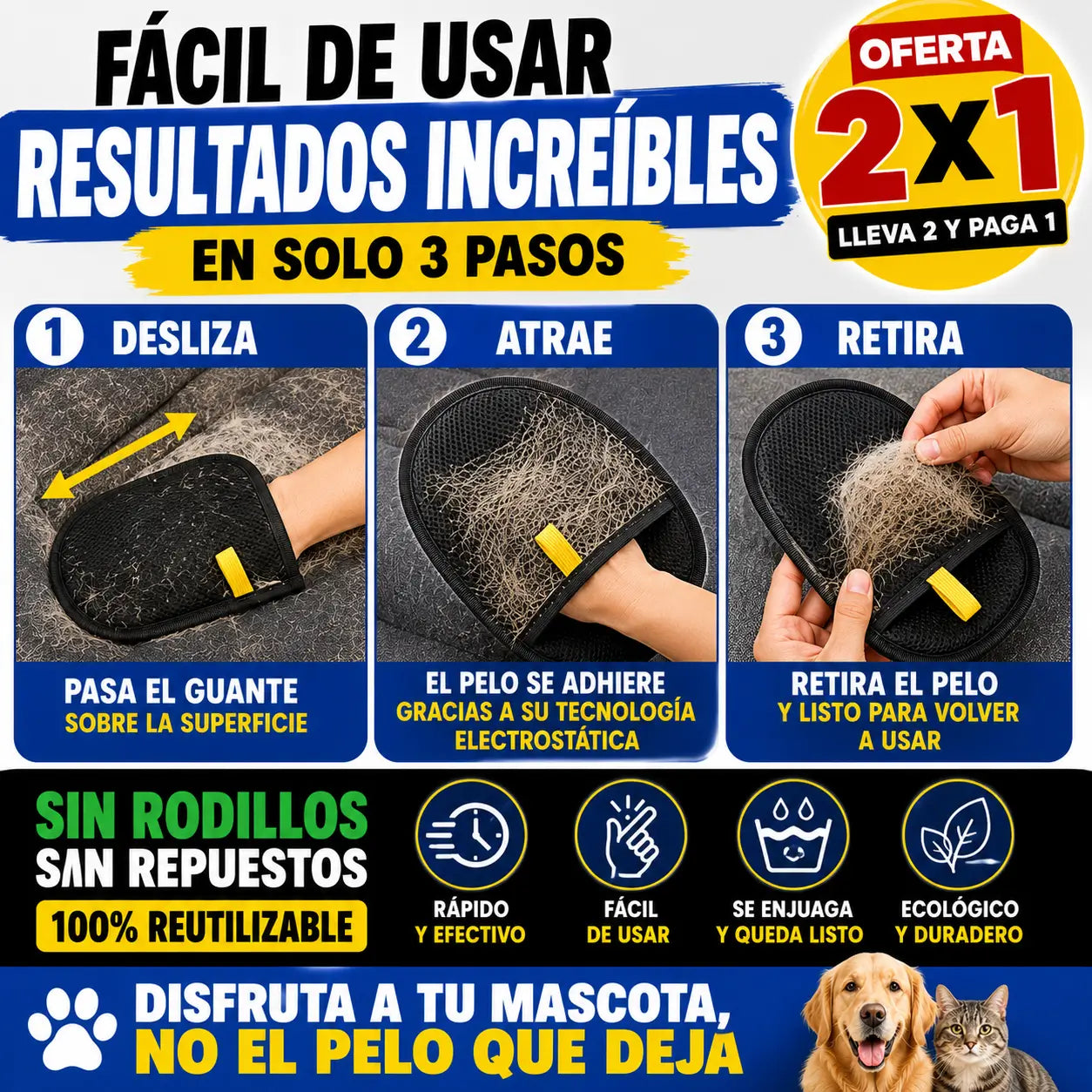 Guante Removedor de Pelo para Mascotas