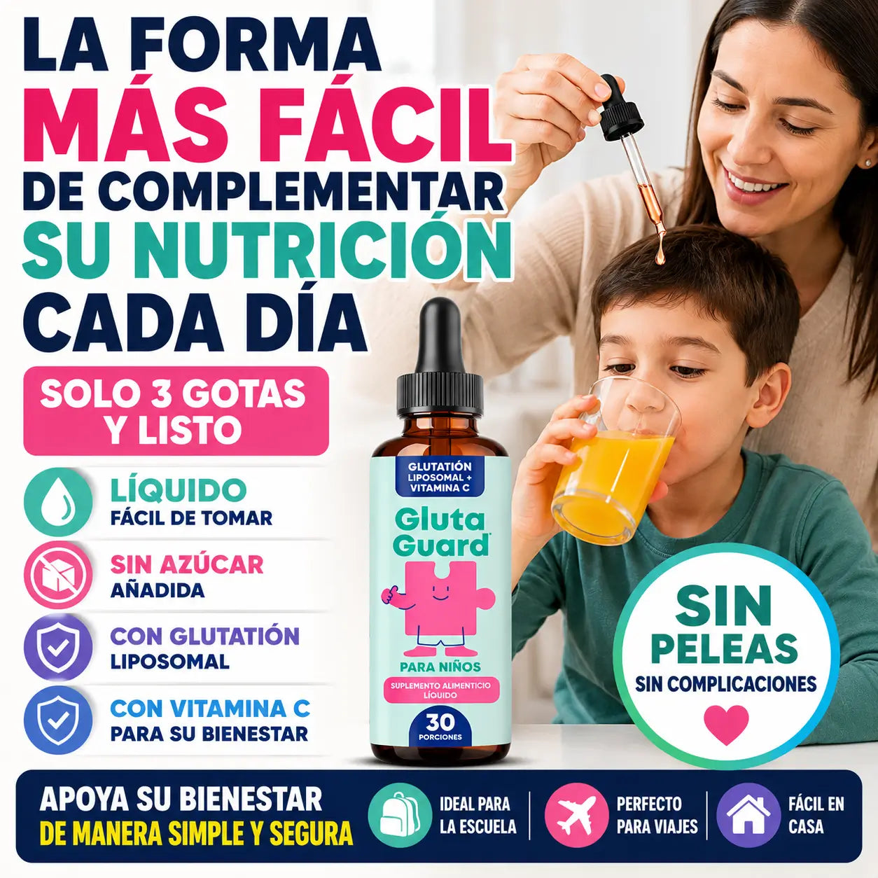 GlutaGuard Kids® | Glutatión Liposomal + Vitamina C para Niños