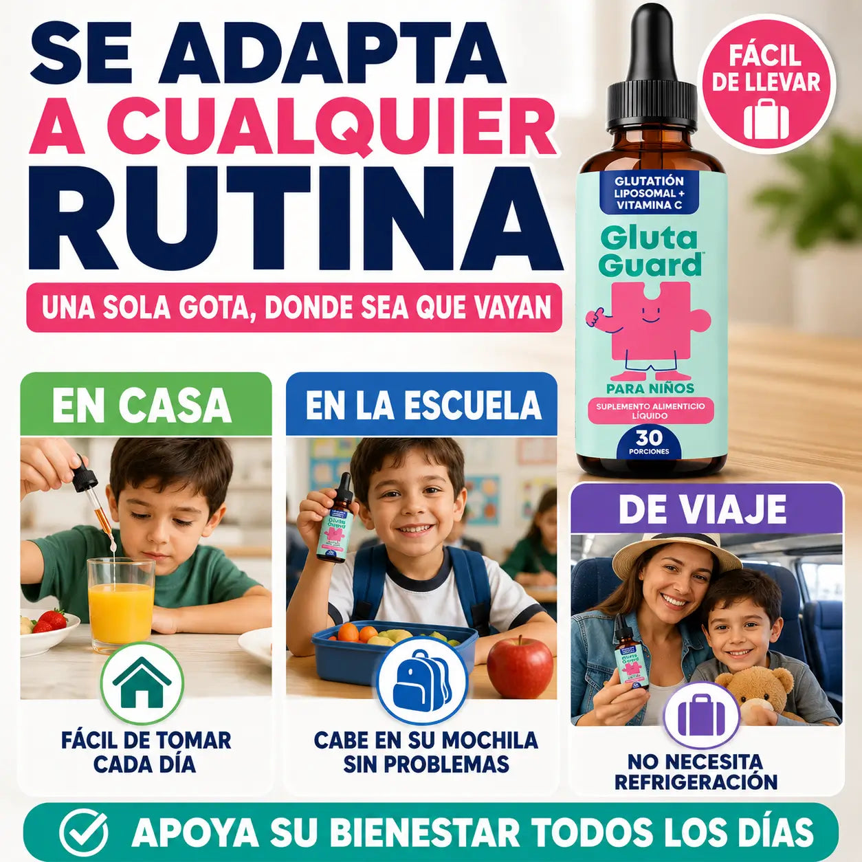 GlutaGuard Kids® | Glutatión Liposomal + Vitamina C para Niños
