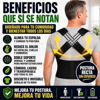 Corrector de Postura Premium™ | Doble Soporte Dorsal y Lumbar