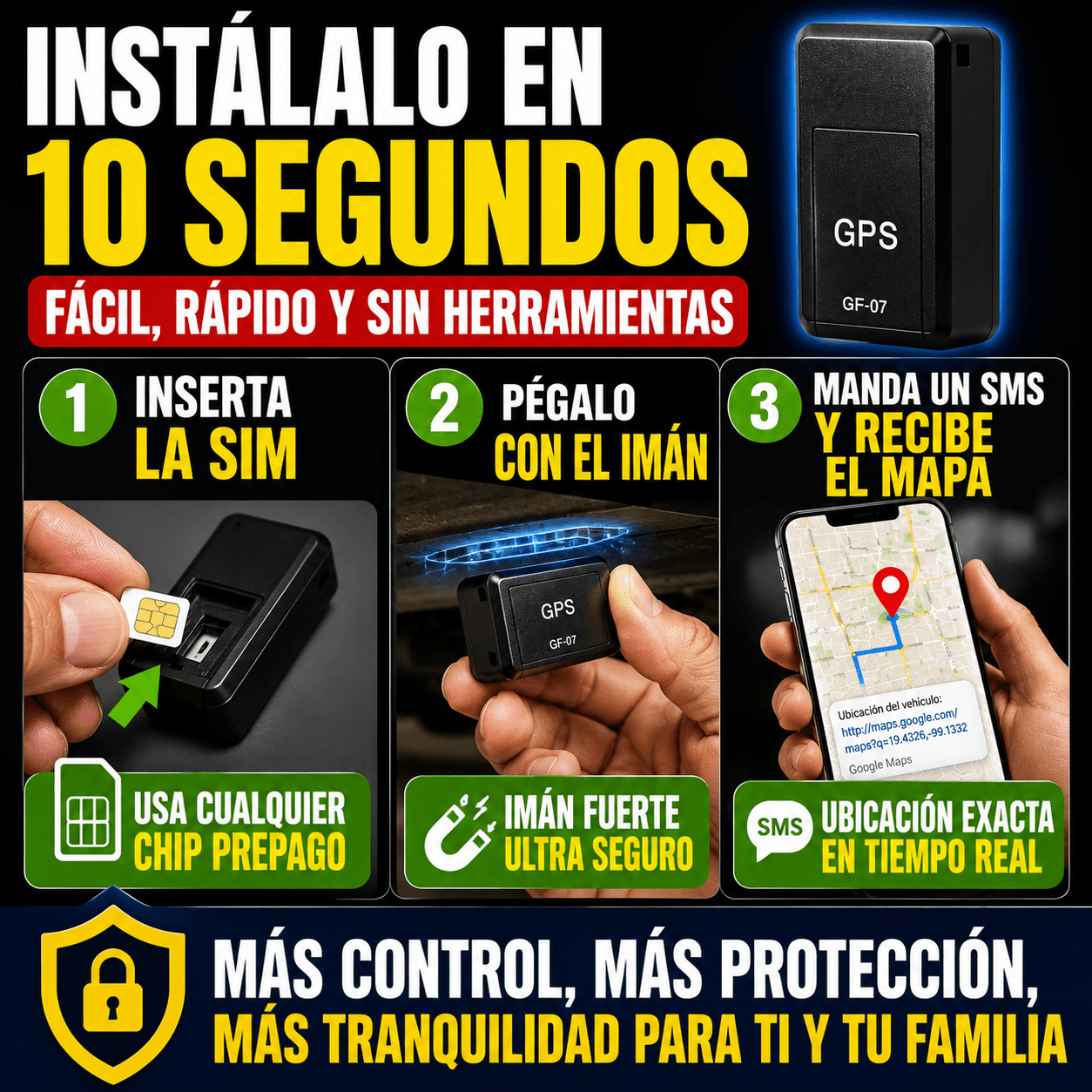 GeoProtector™ GPS Localizador Magnético