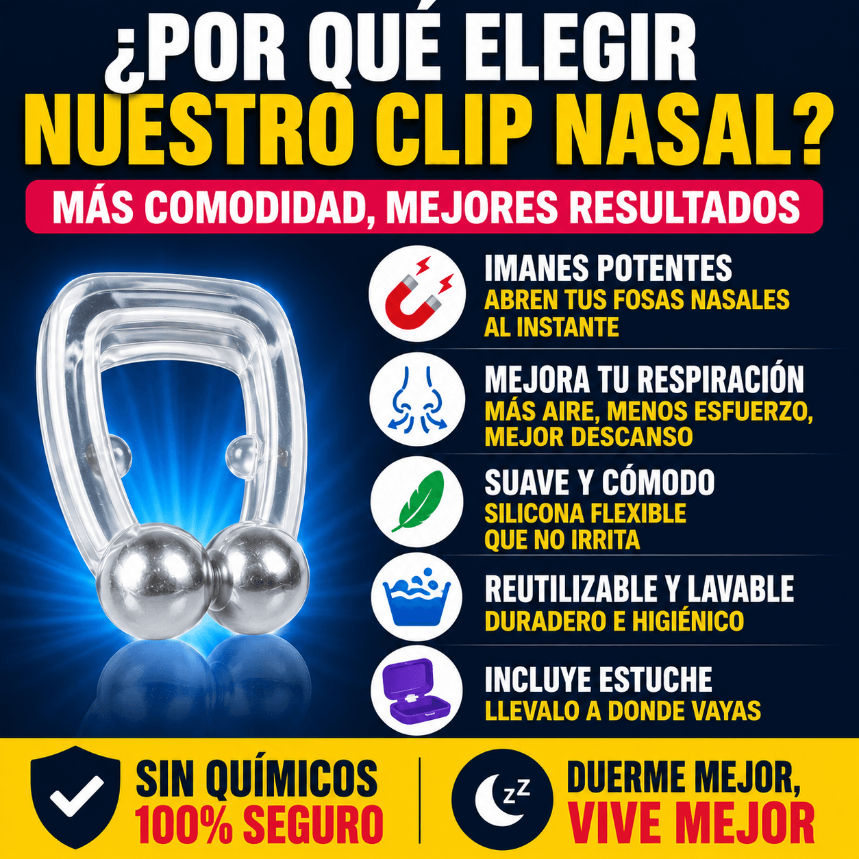 Silent Sleep™ Pinza Nasal Magnética Anti Ronco