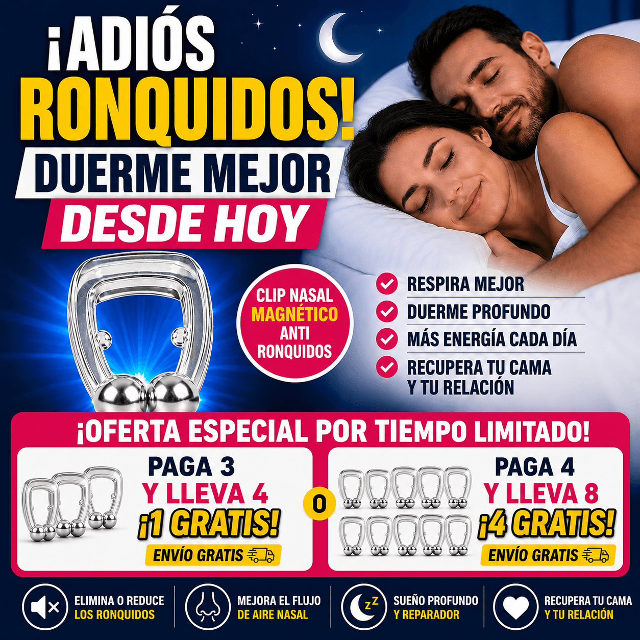 Silent Sleep™ Pinza Nasal Magnética Anti Ronco