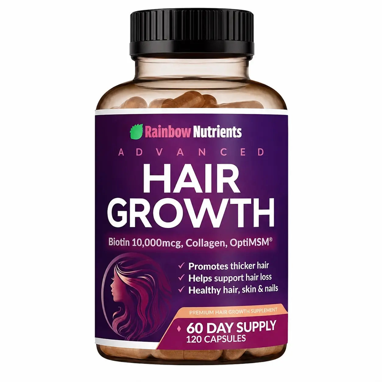 Rainbow Nutrients™   Vitaminas para Cabello, Piel y Uñas 120 capsulas