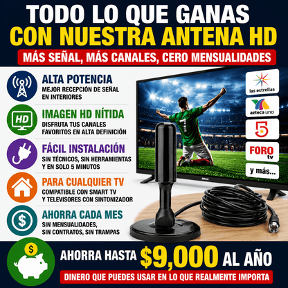 Antena HD de Alta Potencia para TV