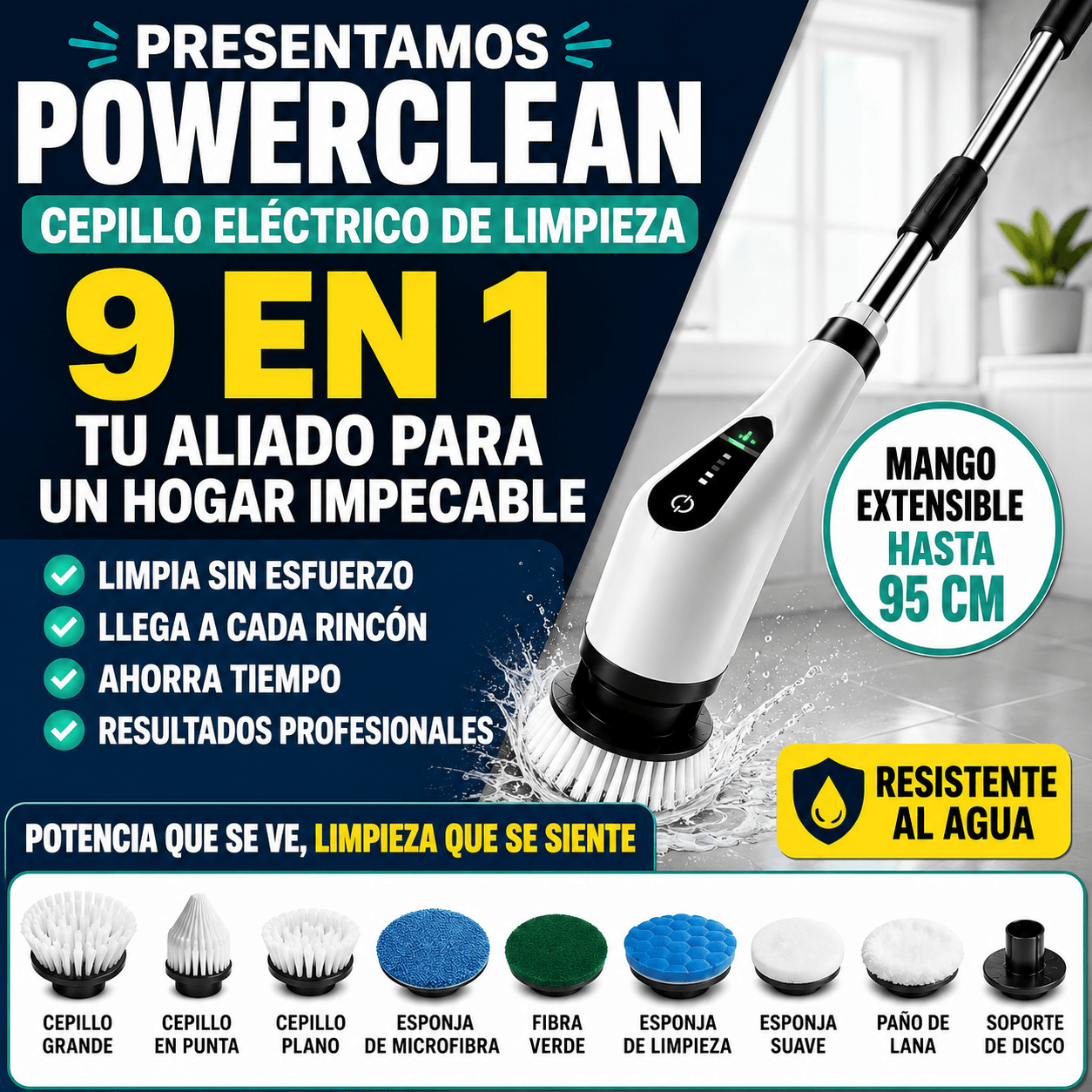 PowerClean™ Cepillo Eléctrico Multifuncional Incluye GRATIS los 9 accesorios