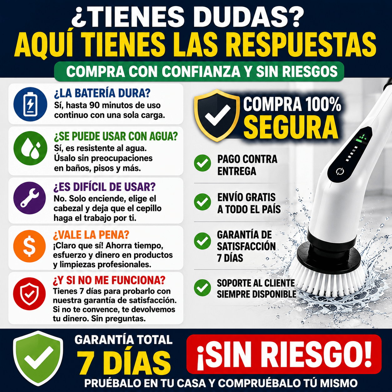 PowerClean™ Cepillo Eléctrico Multifuncional Incluye GRATIS los 9 accesorios