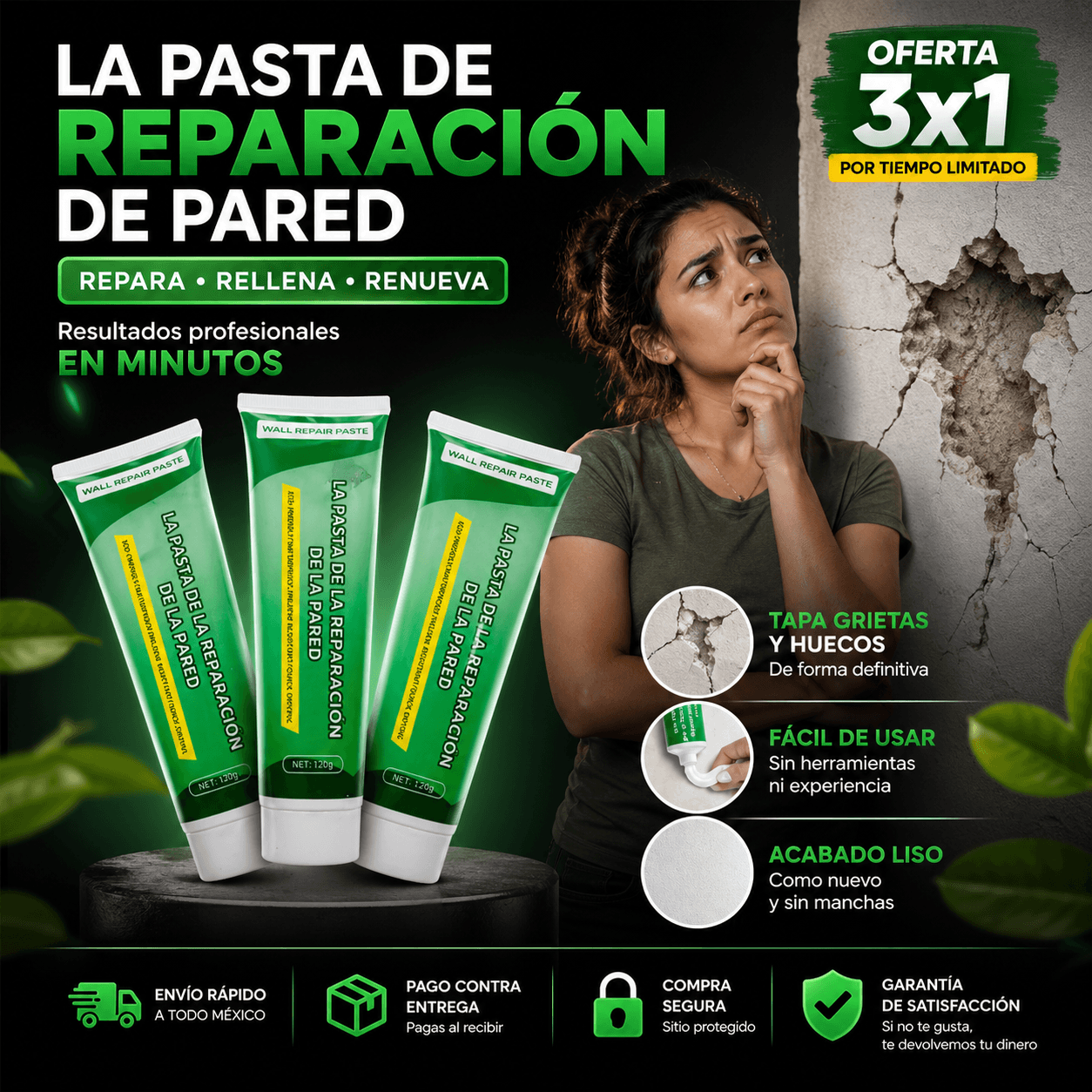 RenovaWall™ Crema para restaurar paredes 3x1