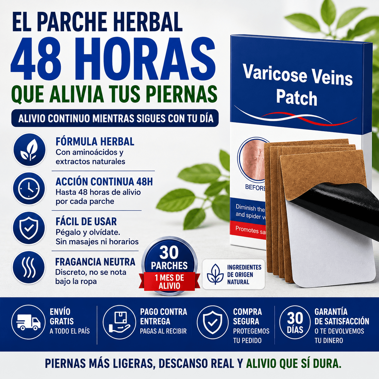 TRATAMIENTO HERBAL PARA VÁRICES (30 PARCHES)