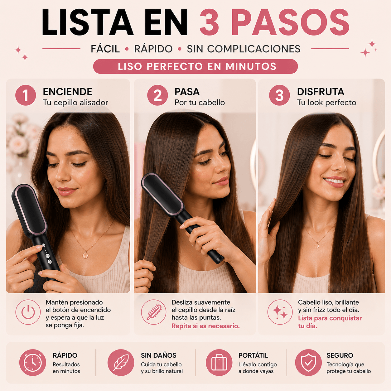LisseGo™ Cepillo Alisador 3 en 1