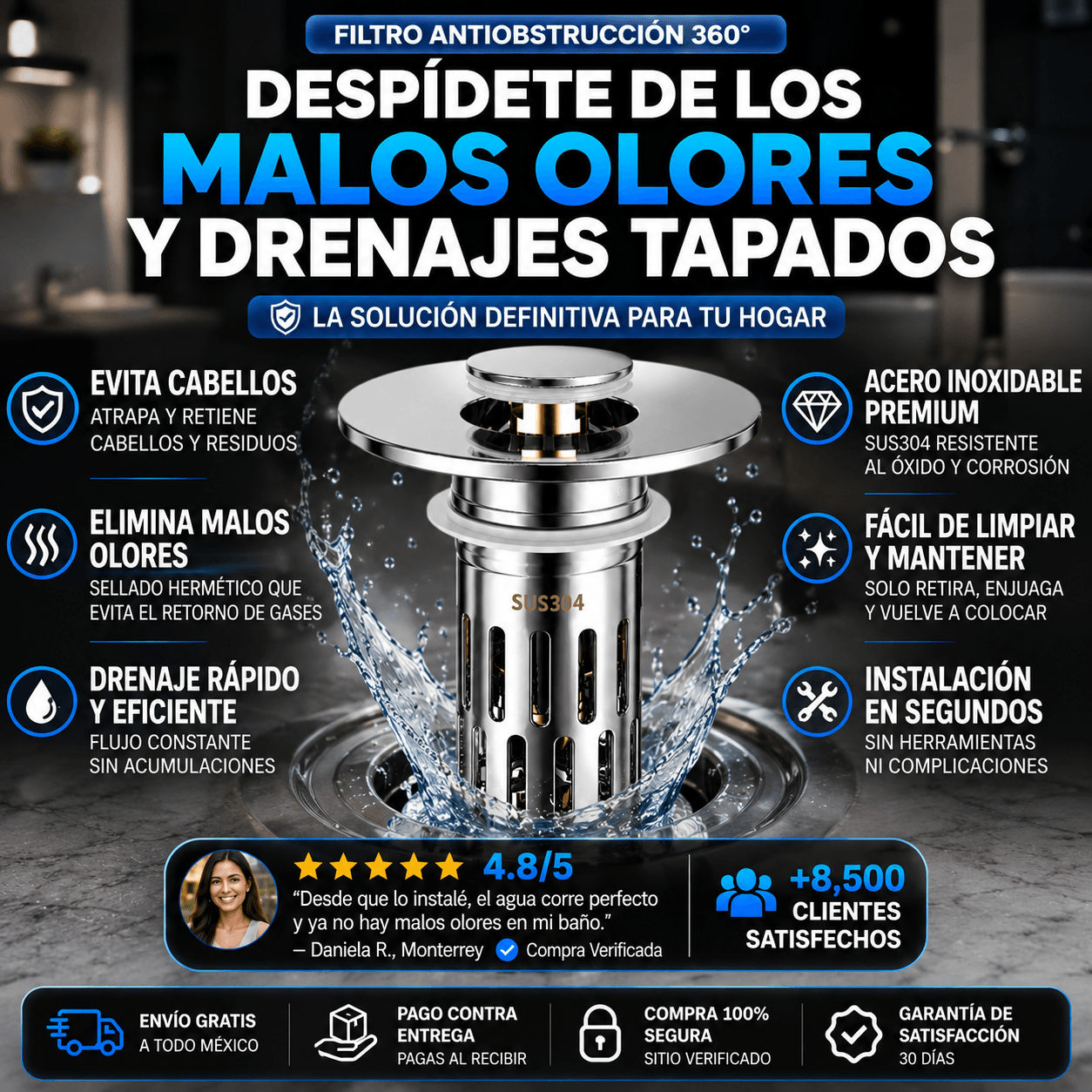 DrenaMax™ | Tapón AntiObstrucción Premium 2x1