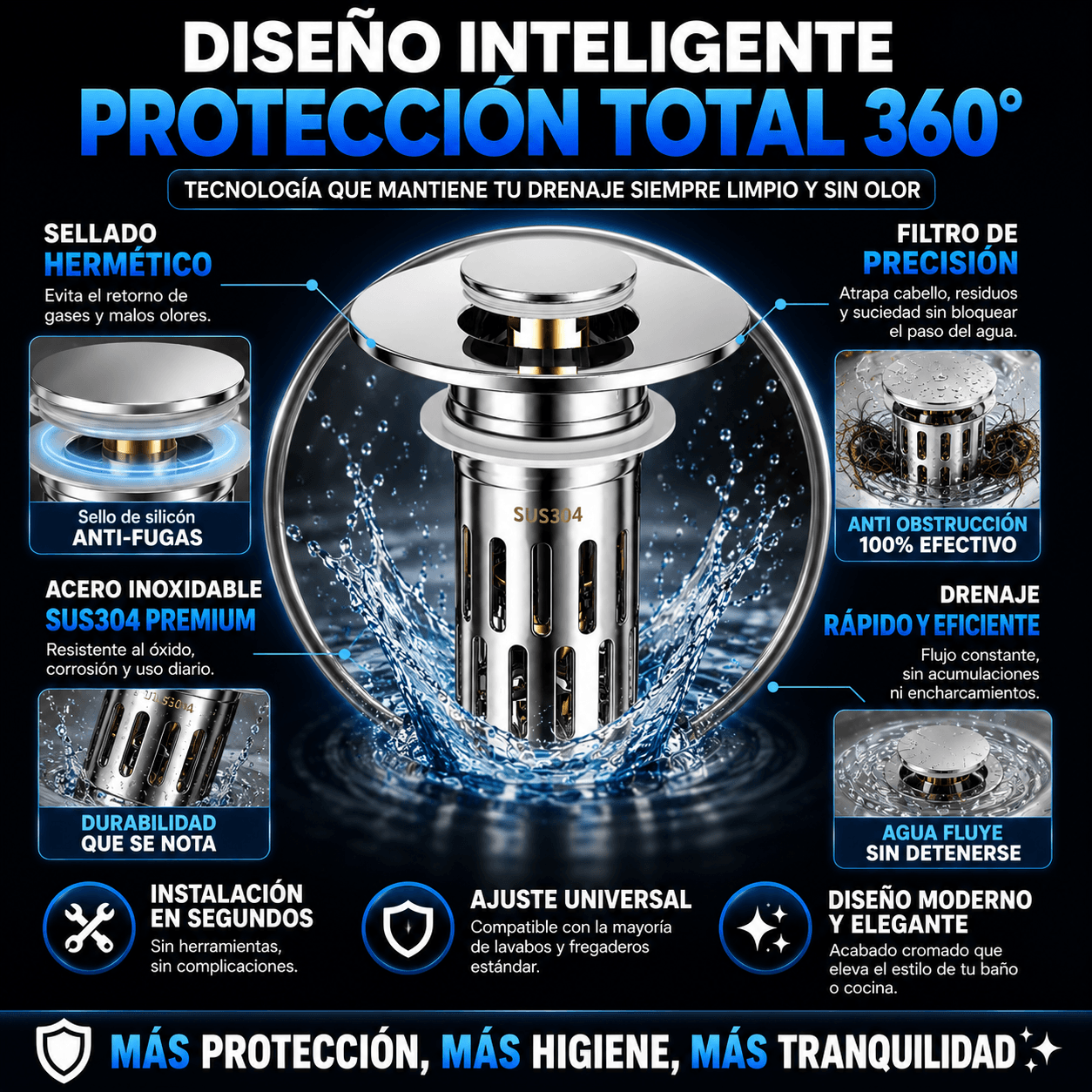 DrenaMax™ | Tapón AntiObstrucción Premium 2x1