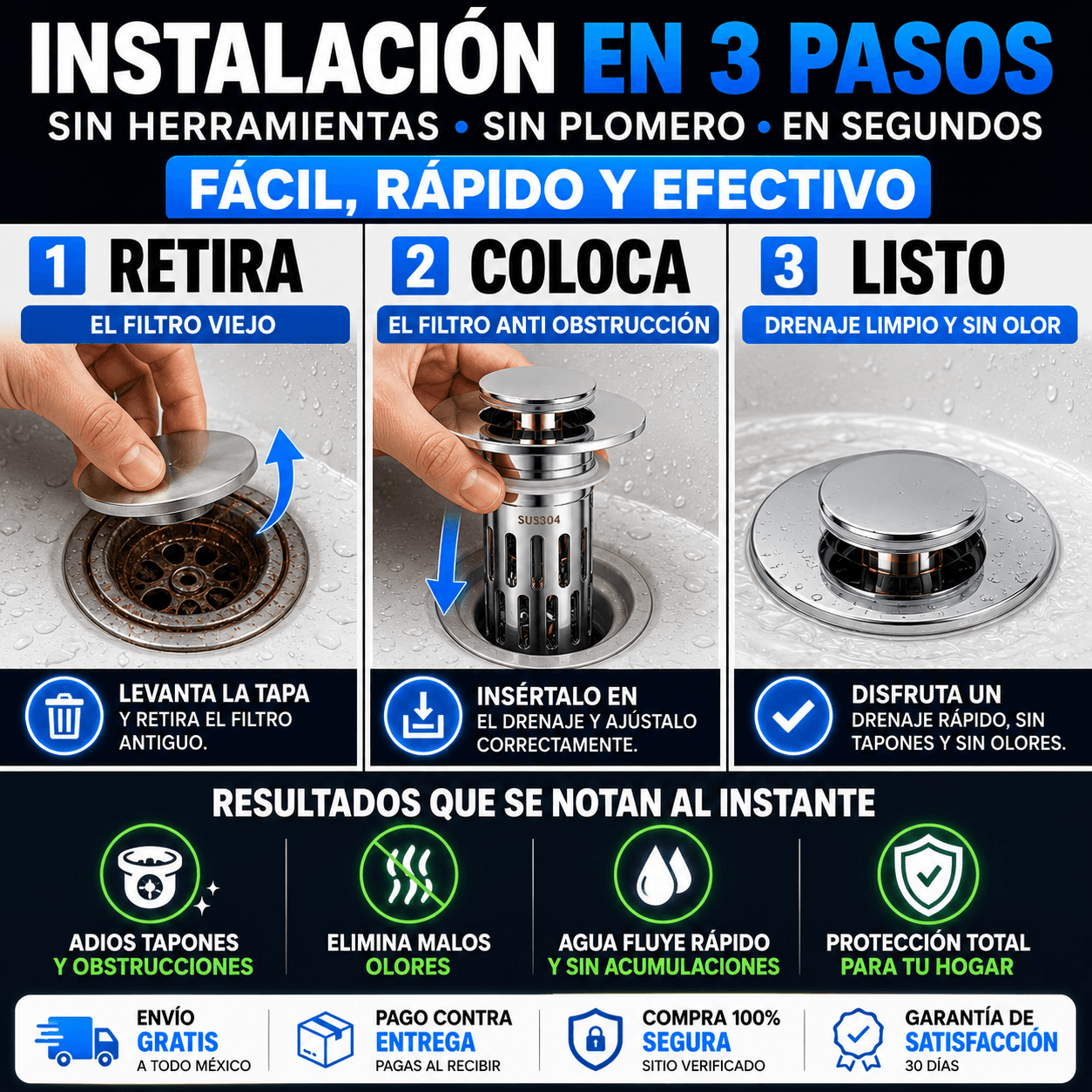 DrenaMax™ | Tapón AntiObstrucción Premium 2x1