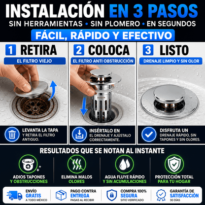 DrenaMax™ | Tapón AntiObstrucción Premium 2x1