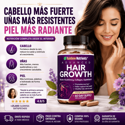 Rainbow Nutrients™   Vitaminas para Cabello, Piel y Uñas 120 capsulas