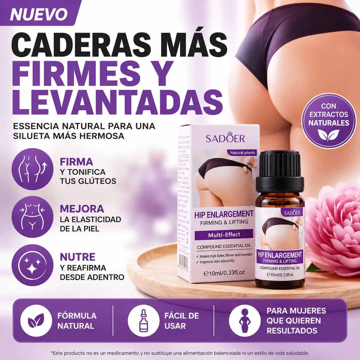 Sérum Reafirmante y Voluminizador de Glúteos