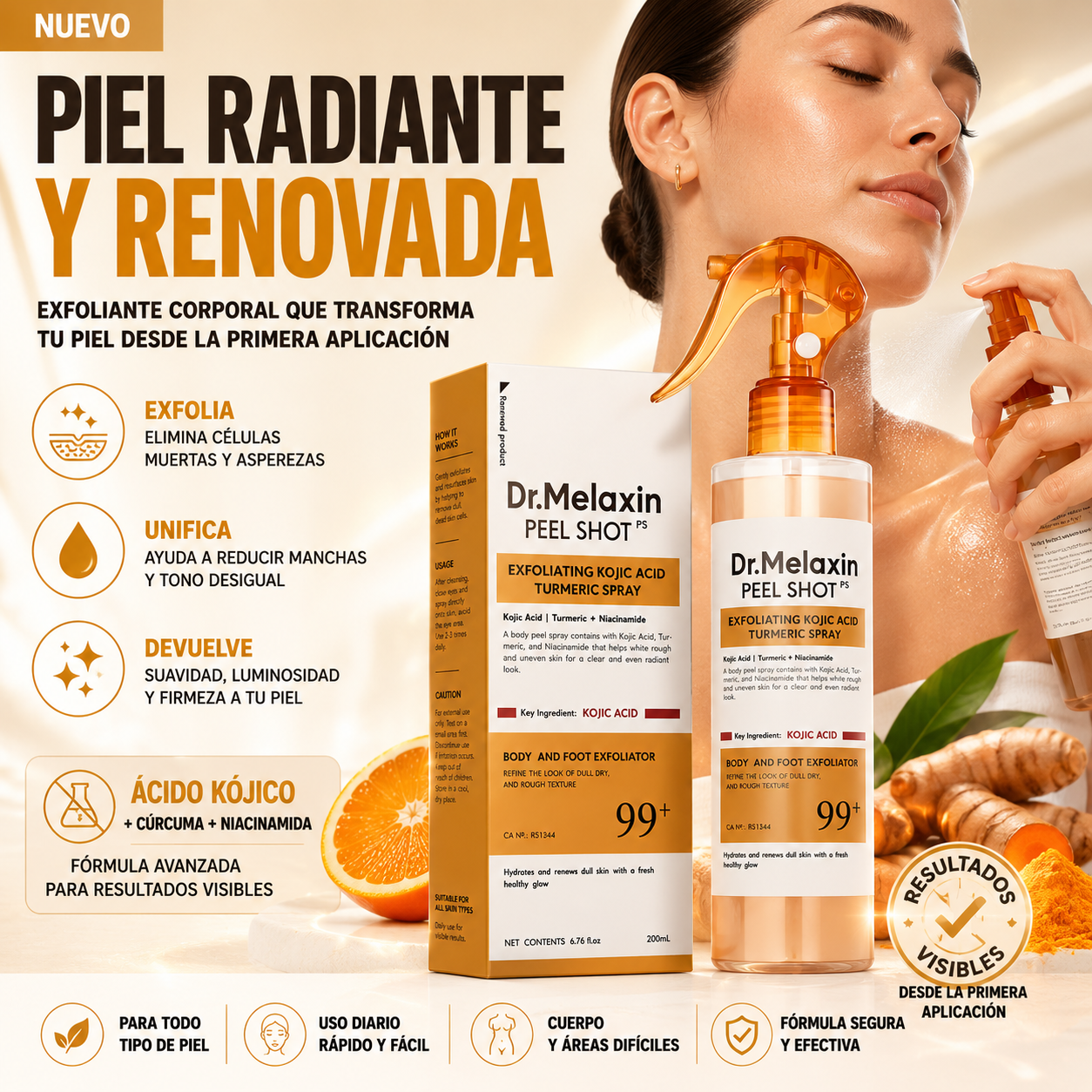 Dr.Melaxin® Spray Exfoliante Turmeric 200ml