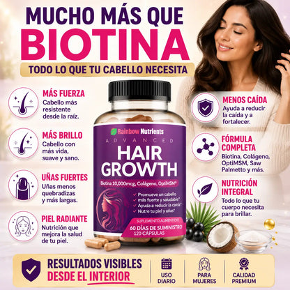 Rainbow Nutrients™   Vitaminas para Cabello, Piel y Uñas 120 capsulas