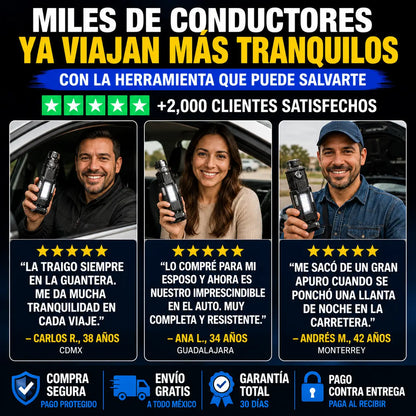 Linterna Multifuncional con Martillo y Power Bank