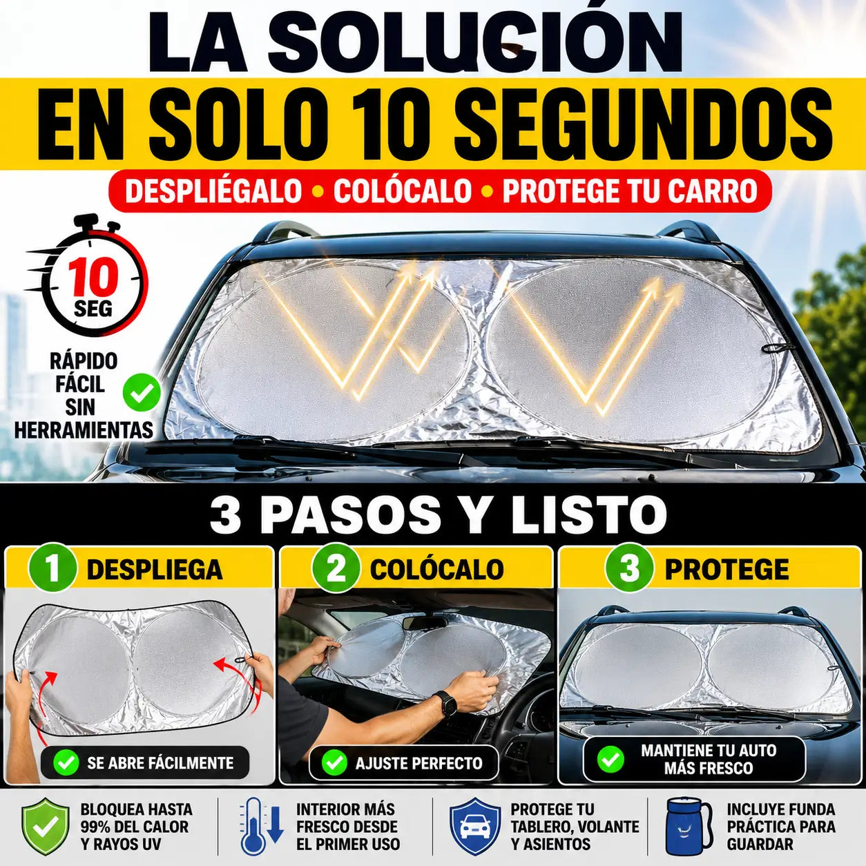 Parasol Plegable Retráctil con Protección UV