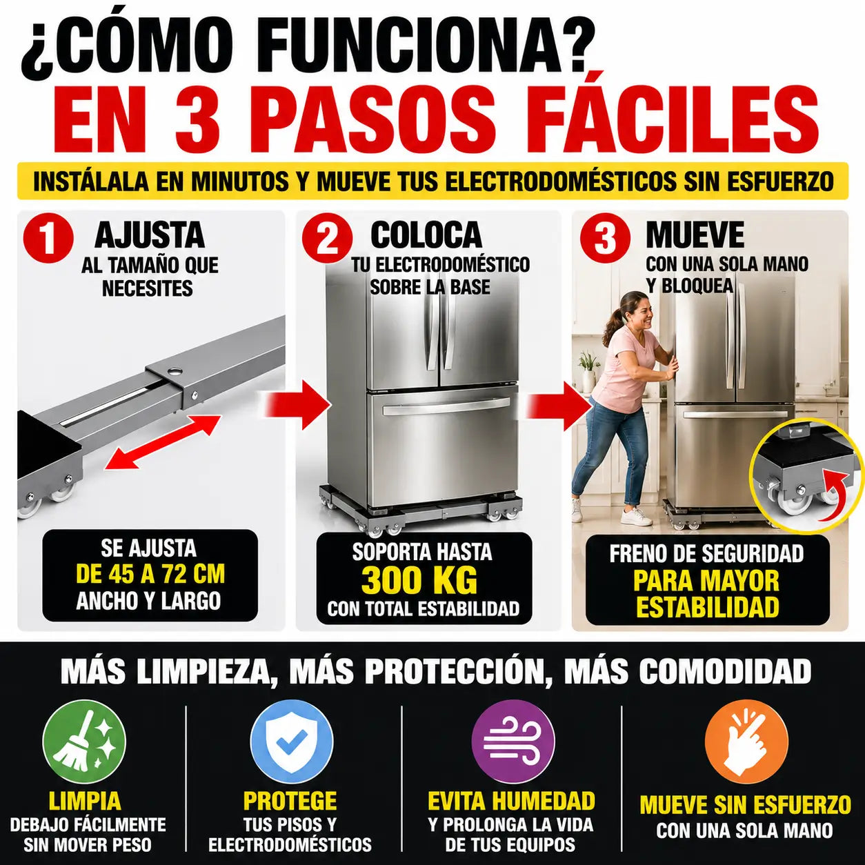 Base Móvil Multiusos para Electrodomésticos Pesados