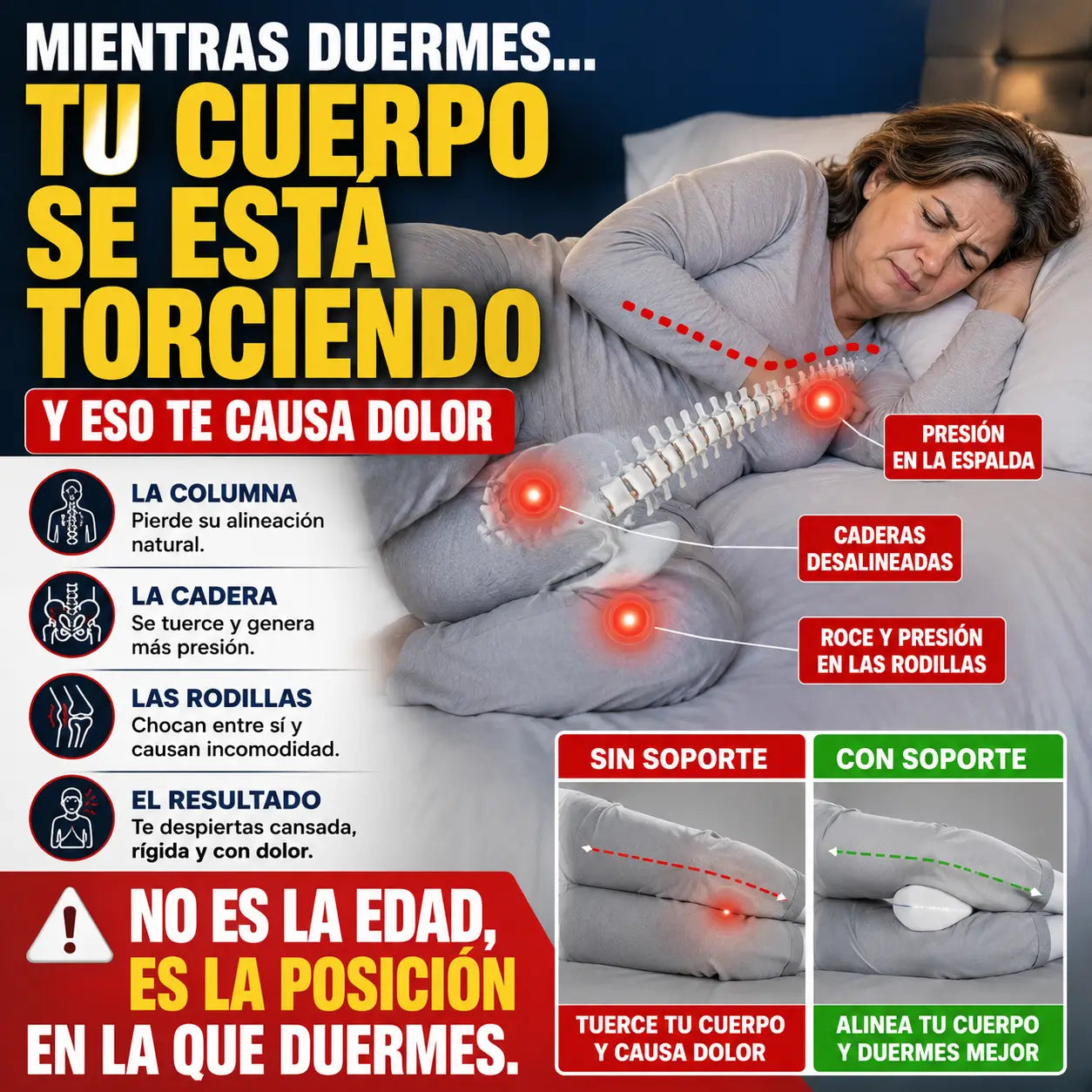 Almohada Ortopédica para Alinear Cadera y Columna