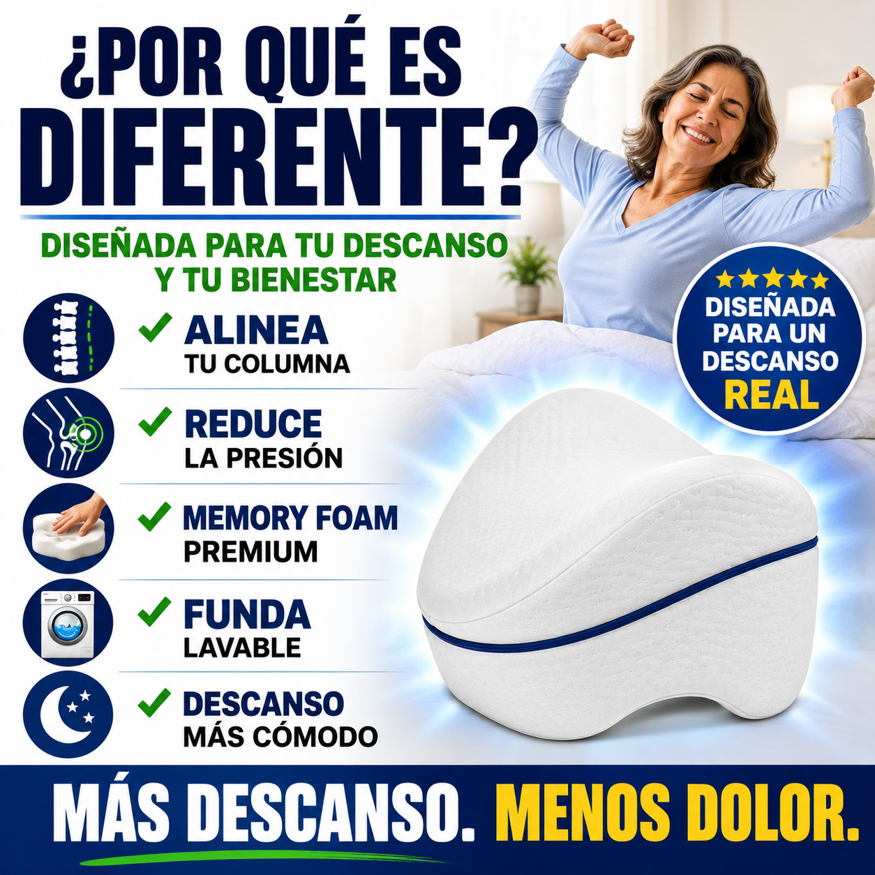 Almohada Ortopédica para Alinear Cadera y Columna