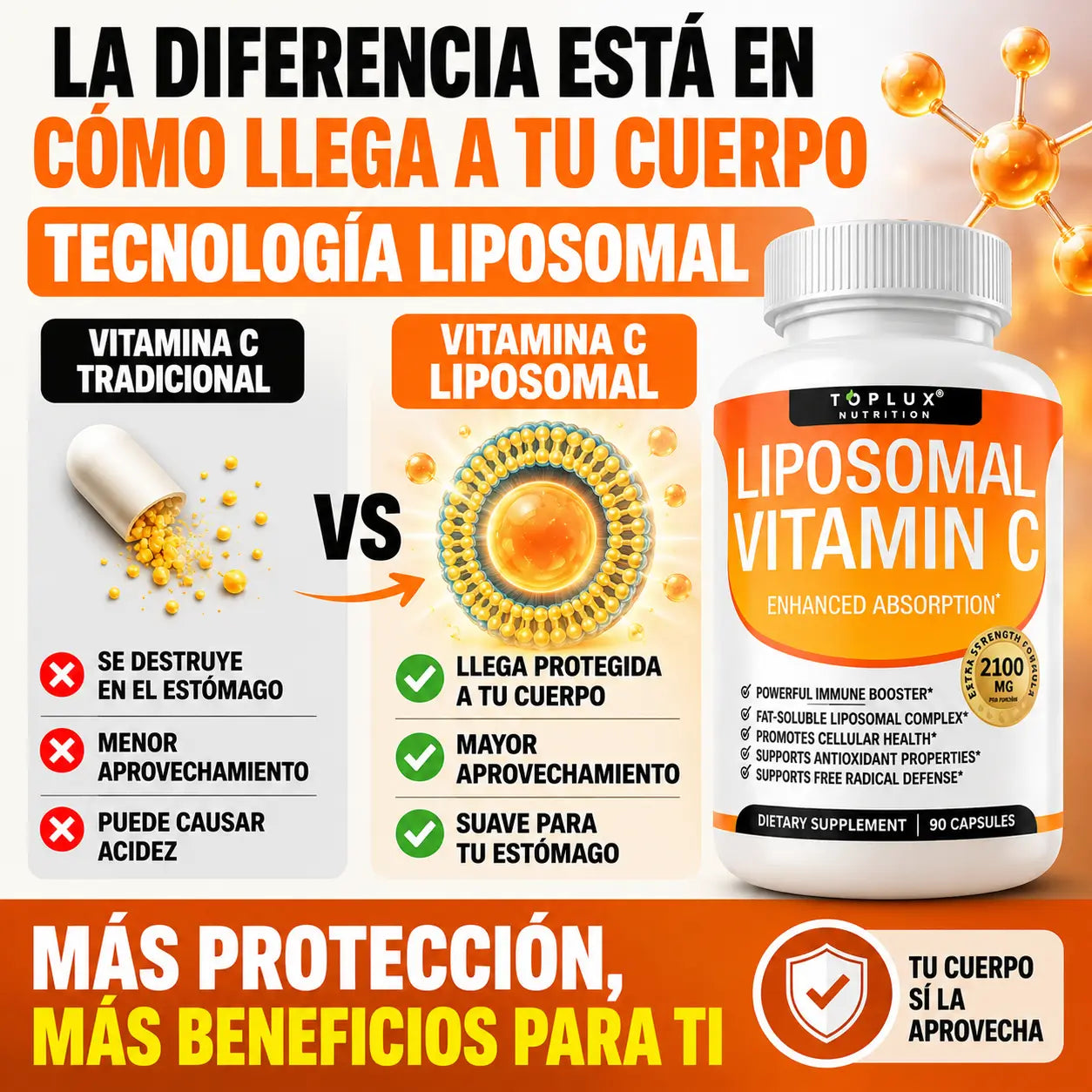 Toplux Nutrition® Liposomal Vitamin C 90 Cápsulas