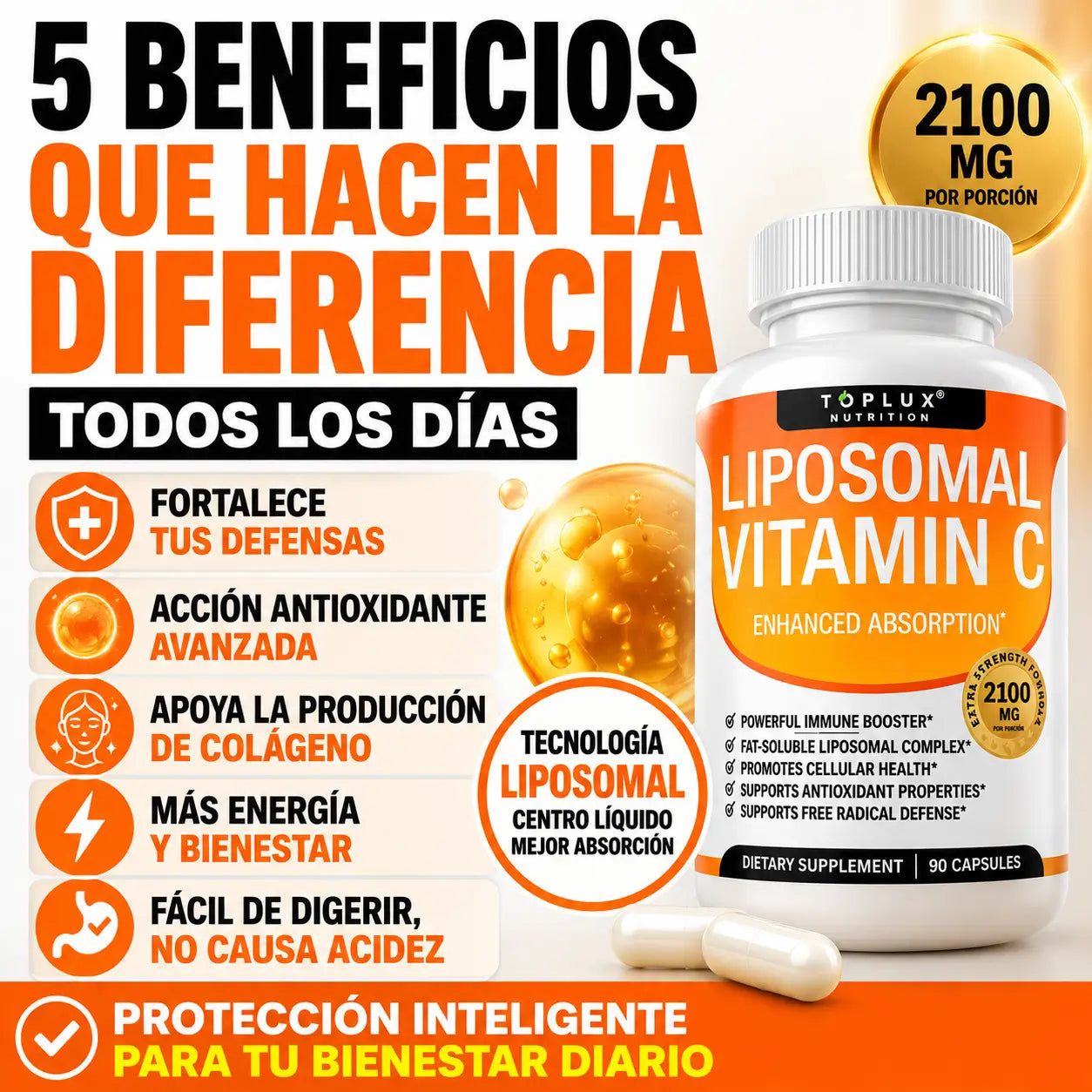 Toplux Nutrition® Liposomal Vitamin C 90 Cápsulas