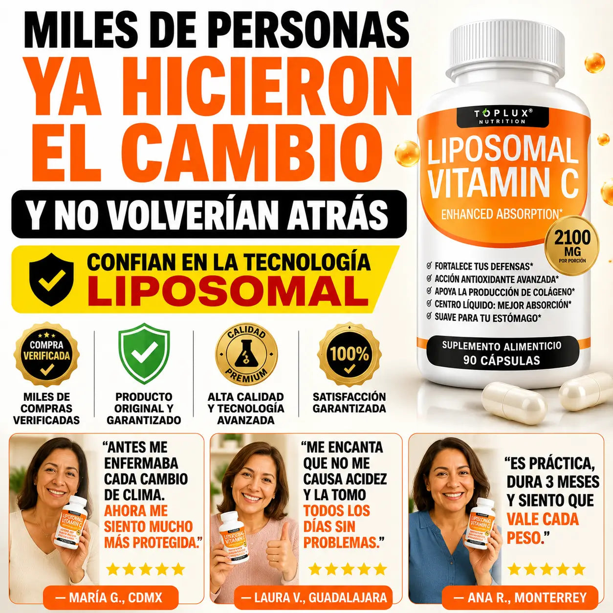 Toplux Nutrition® Liposomal Vitamin C 90 Cápsulas