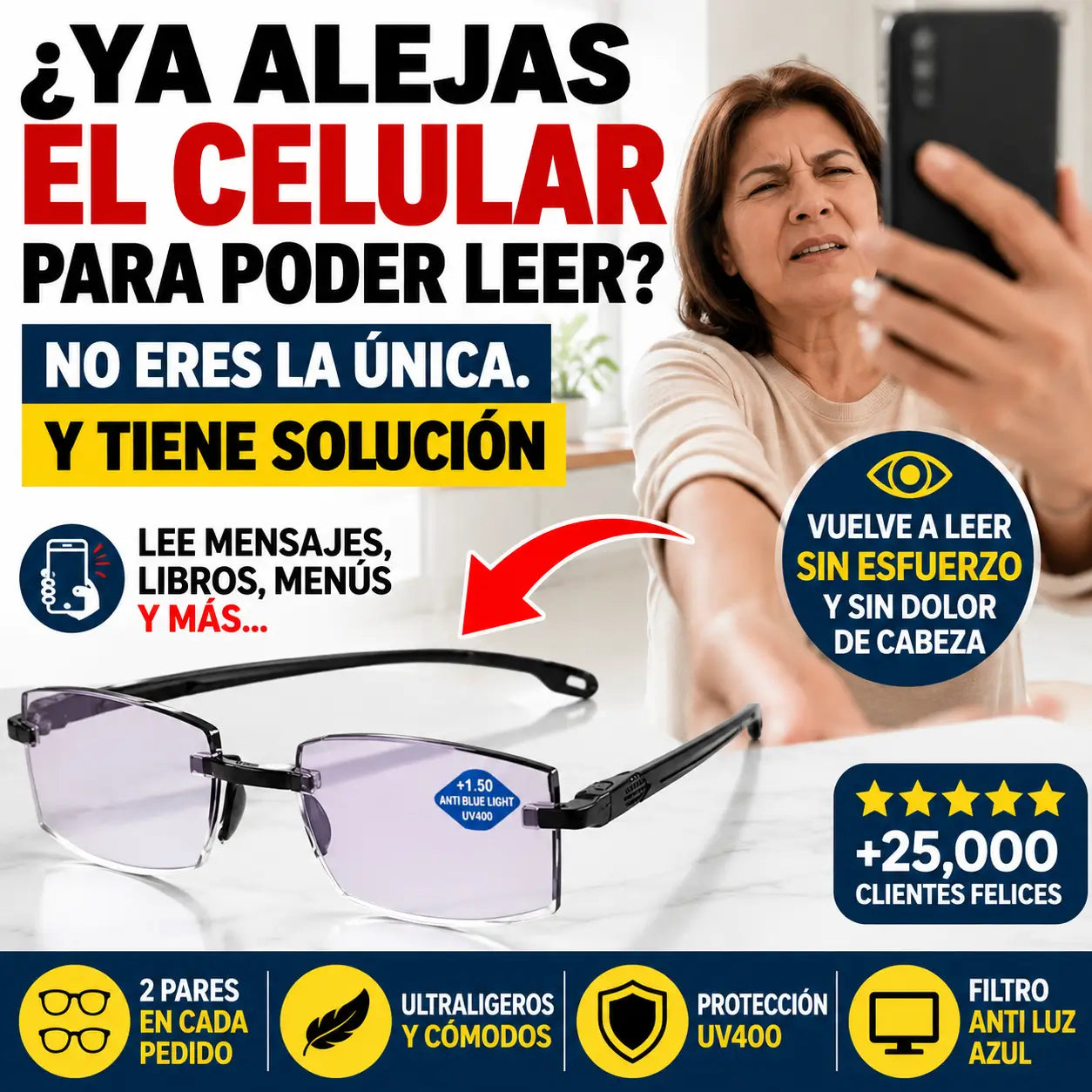 Lentes de Lectura Bifocales TR90 Anti Luz Azul