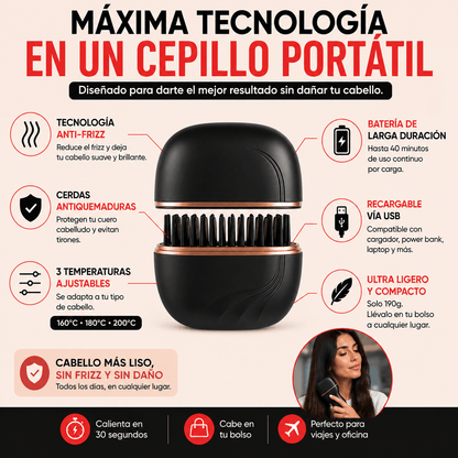 LisseGo™  Mini Cepillo Alisador Recargable