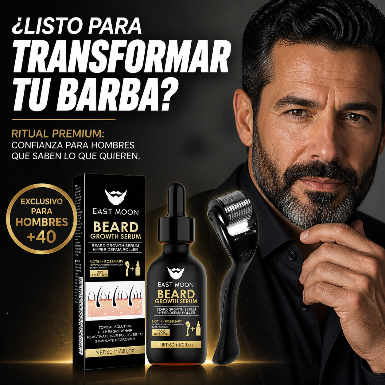 Sérum Para Crecimiento de Barba con Biotina y Romero